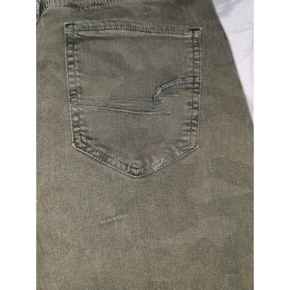 American Eagle Curvy Super Hi-Rise Holey Jeggings Camo Green Size 8 - Picture 12 of 14
